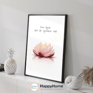 Buddha Quote Wall Art Mindfulness Quote Inner Peace Lotus Prints Spiritual Wall Decor Meditation Artwork Yoga Room Decor -P639