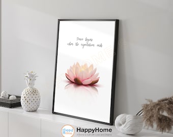 Buddha Quote Wall Art Mindfulness Quote Inner Peace Lotus Prints Spiritual Wall Decor Meditation Artwork Yoga Room Decor -P639