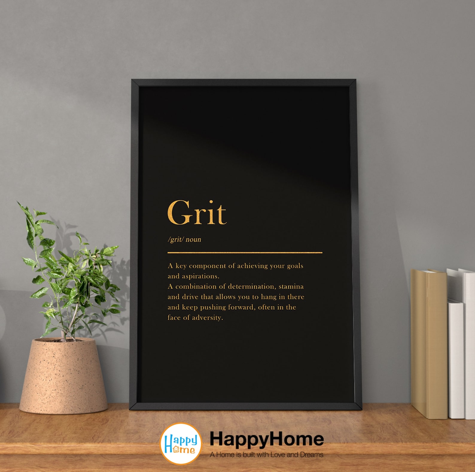 Grit Definition Poster Motivational Wall Art Inspirational Etsy