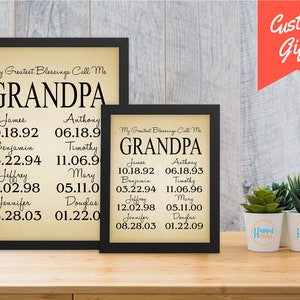 Personalisiertes Print Poster Vatertagsgeschenke für Opa - Weihnachtsgeschenke Geburtstagsgeschenk für Opa - My Greatest Blessings Call Me Grandpa
