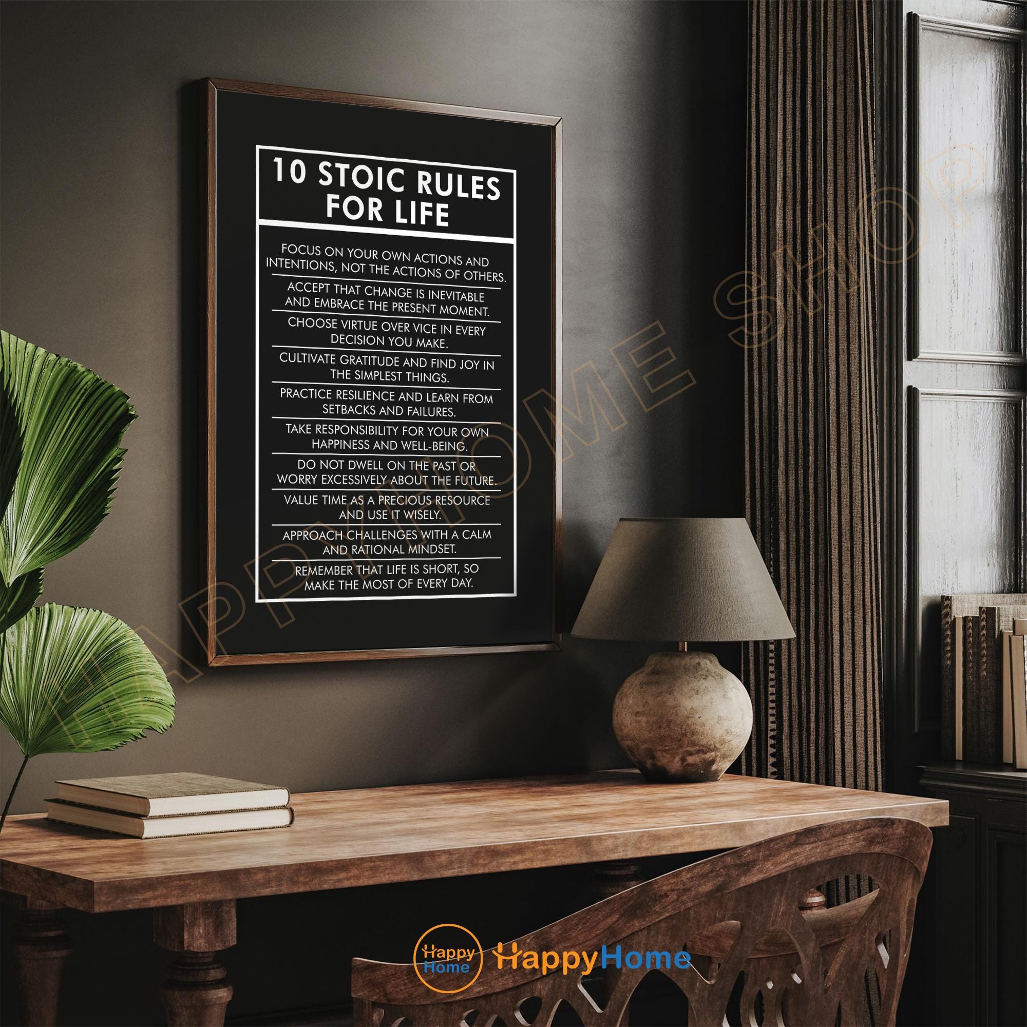 10 Stoic Rules of Life Wall Art Marcus Aurelius Quote Stoicism ...