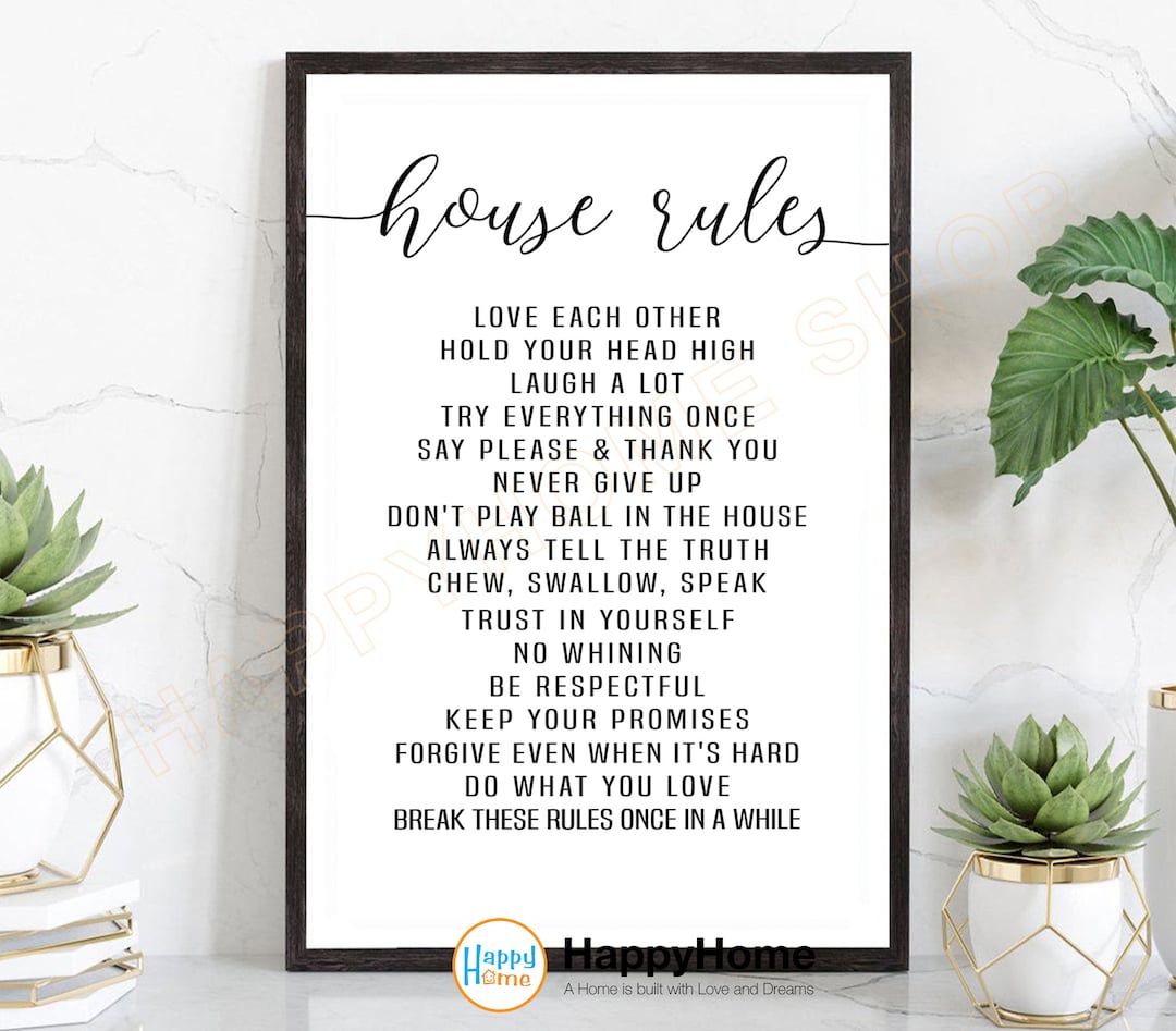 House Rules Wall Art Family Rules Home Sign Decor Canvas Art