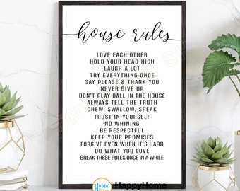 House Rules Wall Art Family Rules Home Sign Decor Canvas Art | Motivational Quotes Home Art Wall Decor Modern Art -P724