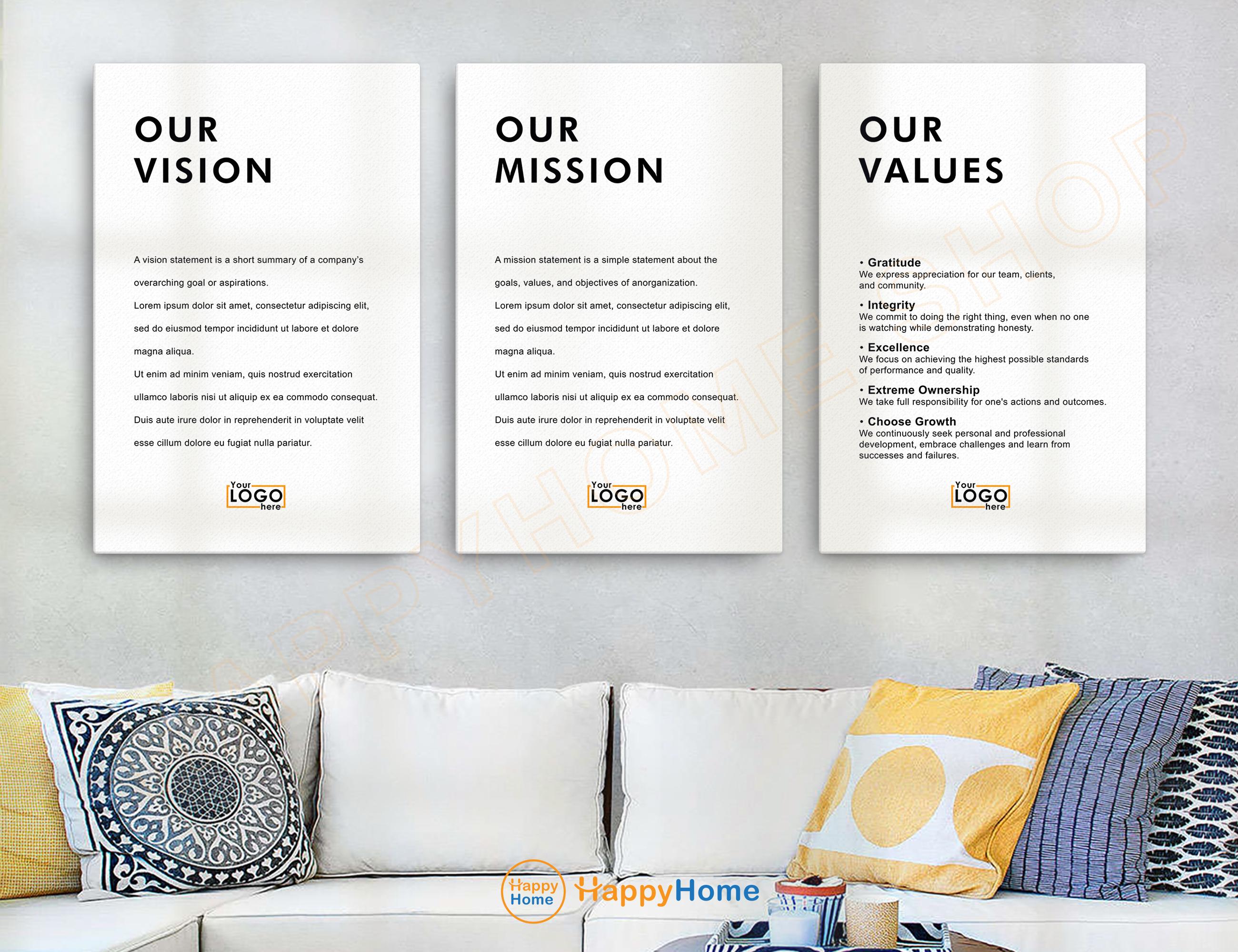 Personalized Business Statement Our Vision Our Mission Our Values Wall ...