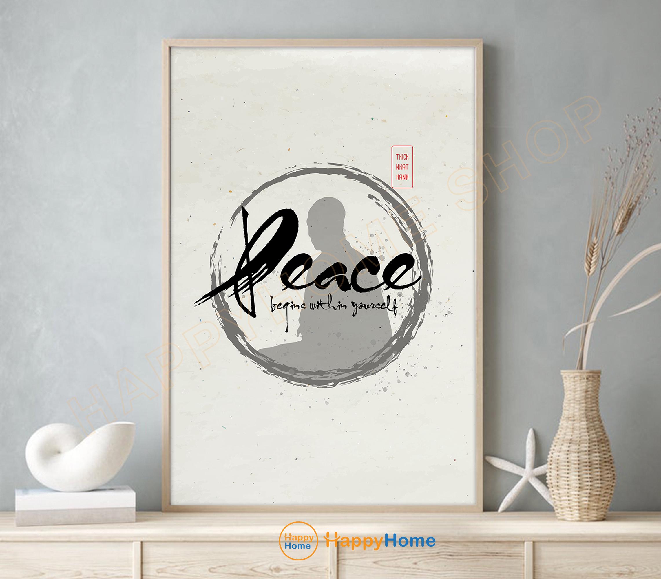 ティク・ナット・ハンの名言 平和は自分自身の中から始まる ウォールアート 円相サークル 瞑想の名言 スピリチュアルなマインドフルネスアートワーク  仏教の装飾 -PD41 - Etsy 日本, image size:2282x2000