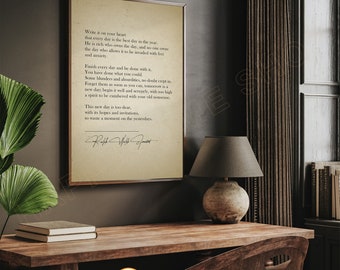 Ralph Waldo Emerson Quote Wall Art Every Day is the Best Day Literary Art Motivational Quote Inspiration Saying Print Art Office Decor -P561