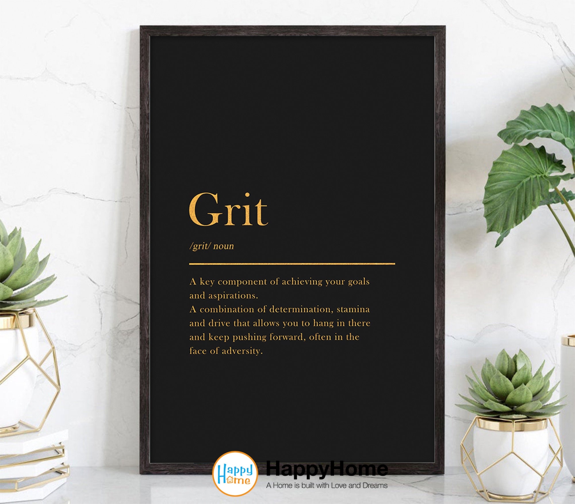 Grit Definition Poster Motivational Wall Art Inspirational Etsy
