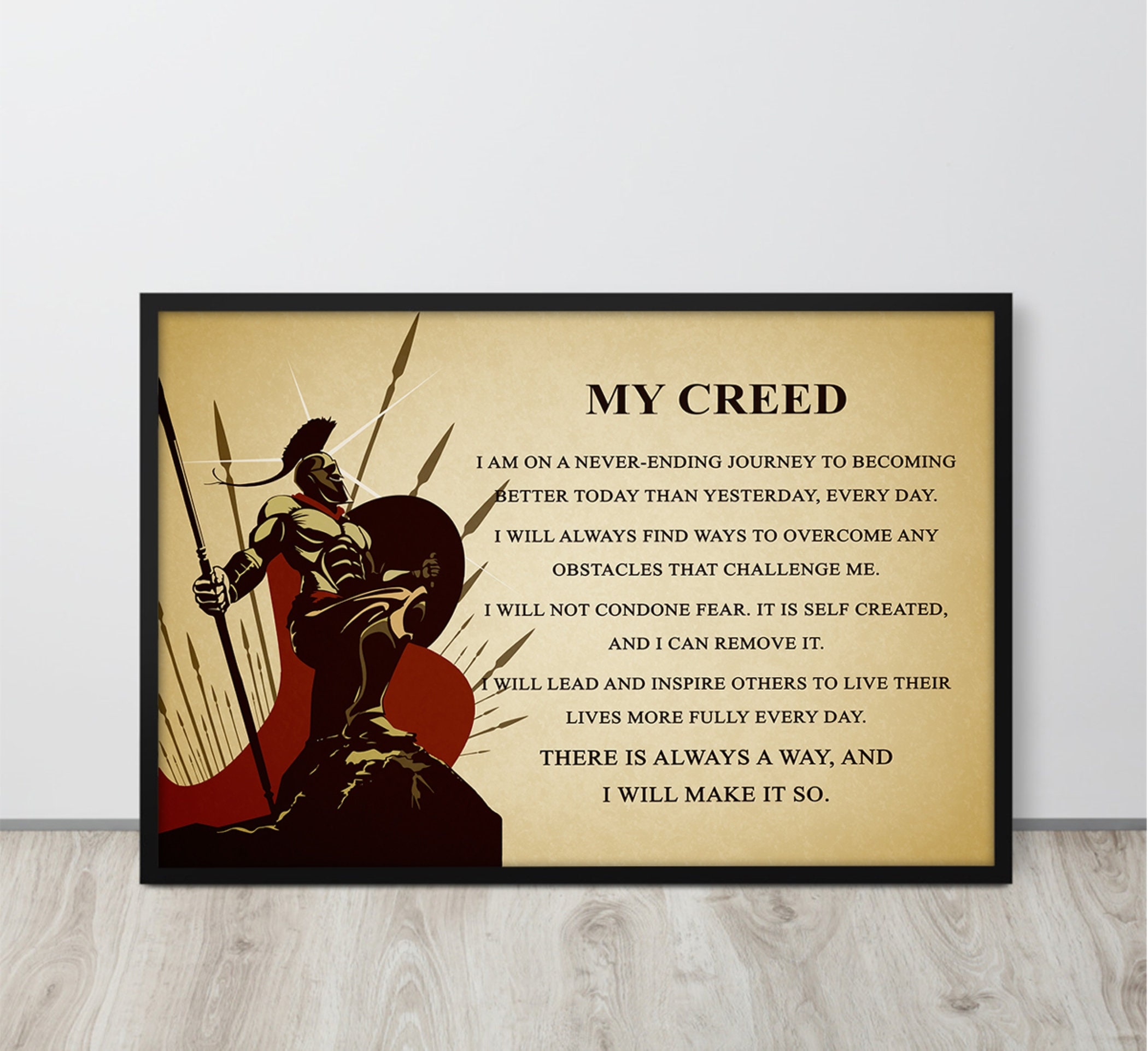 Spartan Warrior Poster Motivational Inspiration Quotes Poster Etsy