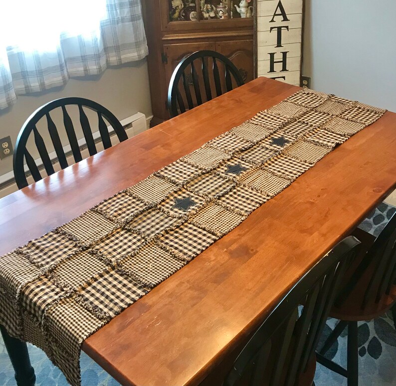 Primitive Rag Table Runner Black and Tan Etsy