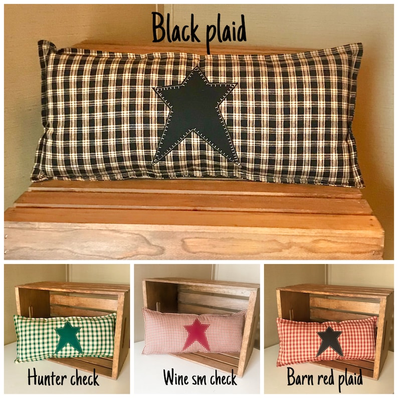Primitive Star Throw Pillow Lumbar Pillow Choose Fabric Etsy