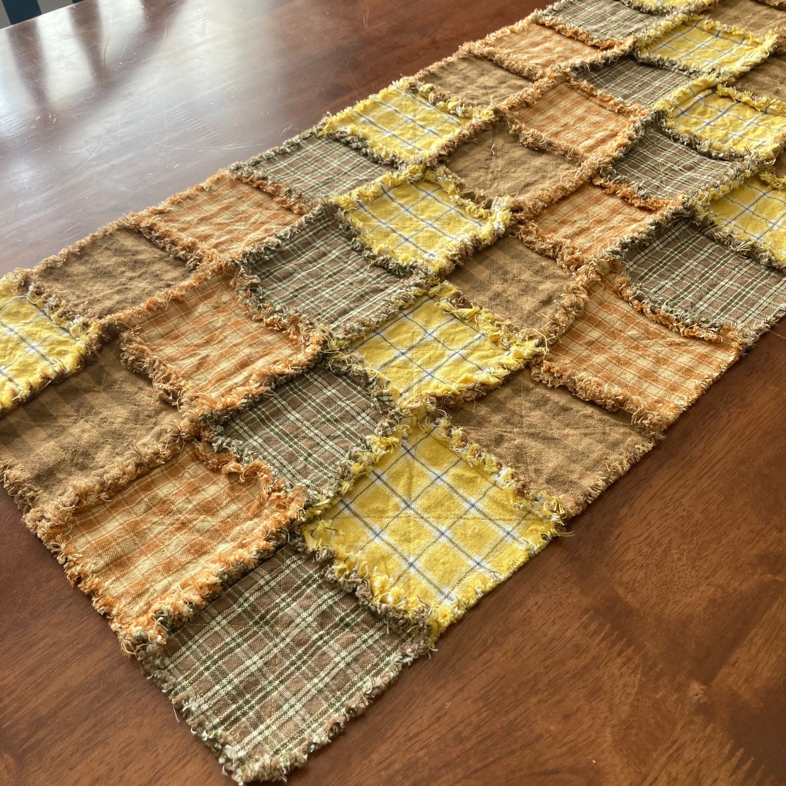 Diy Rag Table Runner Primitive Rag Table Runner, Small Squares, Choose Fabrics - Etsy