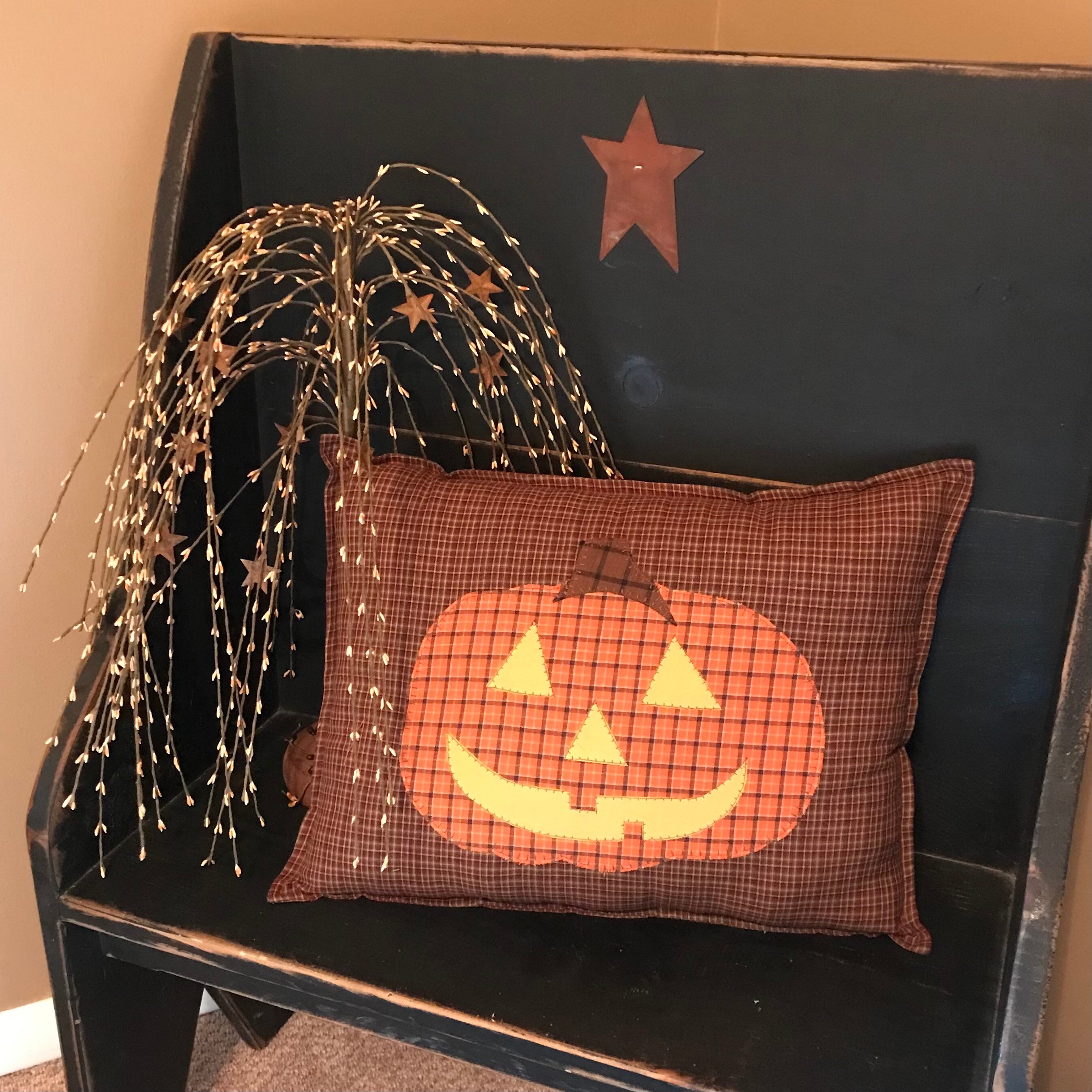 Primitive Jack O' Lantern Pillow, Pumpkin Pillow, Halloween Pillow - Etsy
