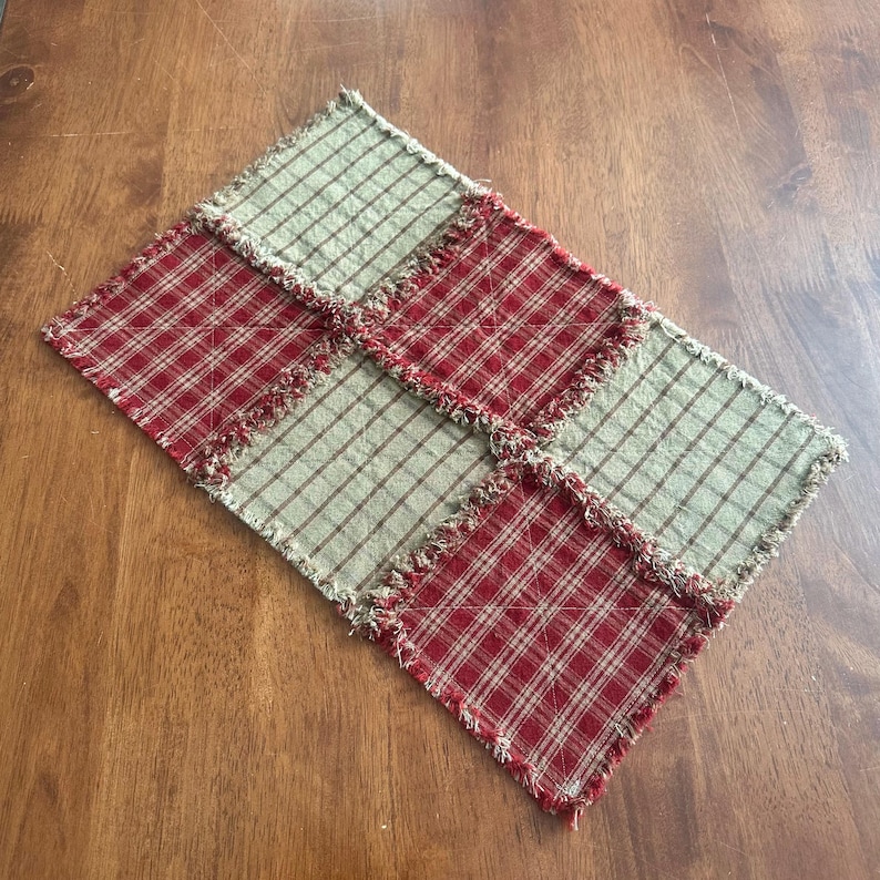 Primitive Rag Placemats, candle mat Bild 7