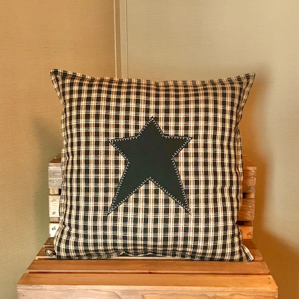 Primitive Star Throw Pillow, choose fabric