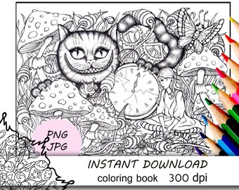104  Alice In Wonderland Coloring Pages Cat  Latest Free