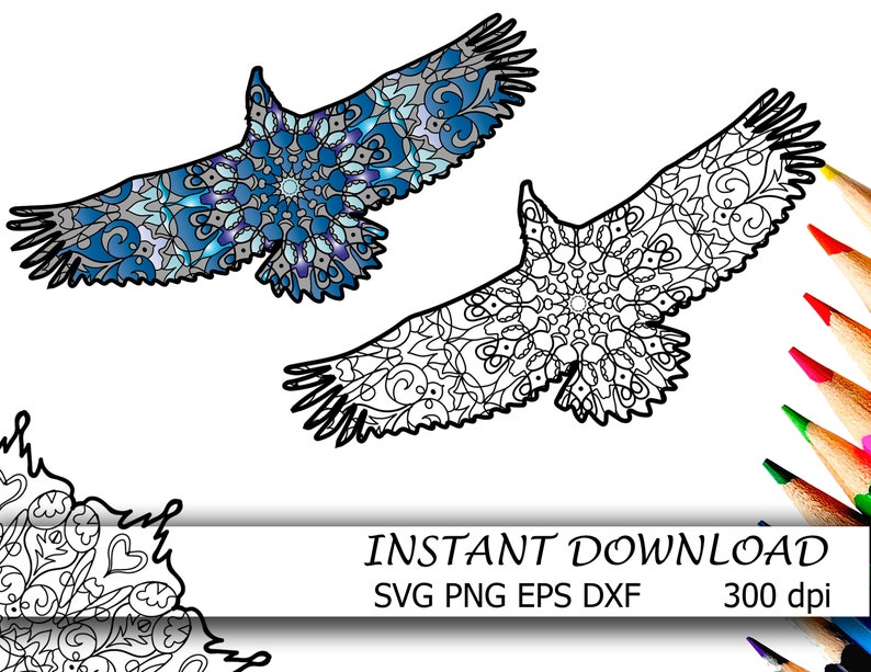 Download Flying bird Svg eagle Mandala Flying eagle Sticker Bird | Etsy