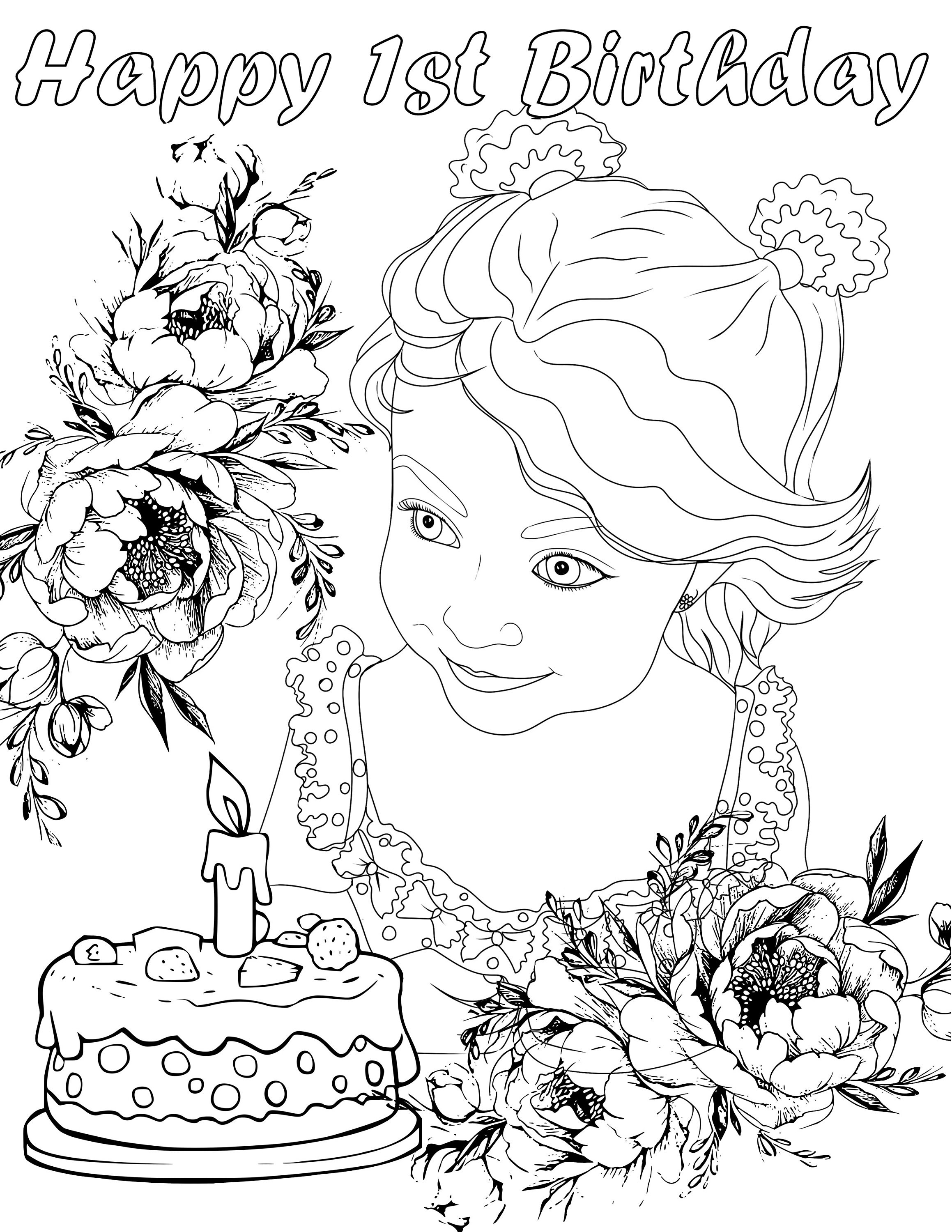 DIY custom colorings with your photo happy birthday 1 St Etsy
