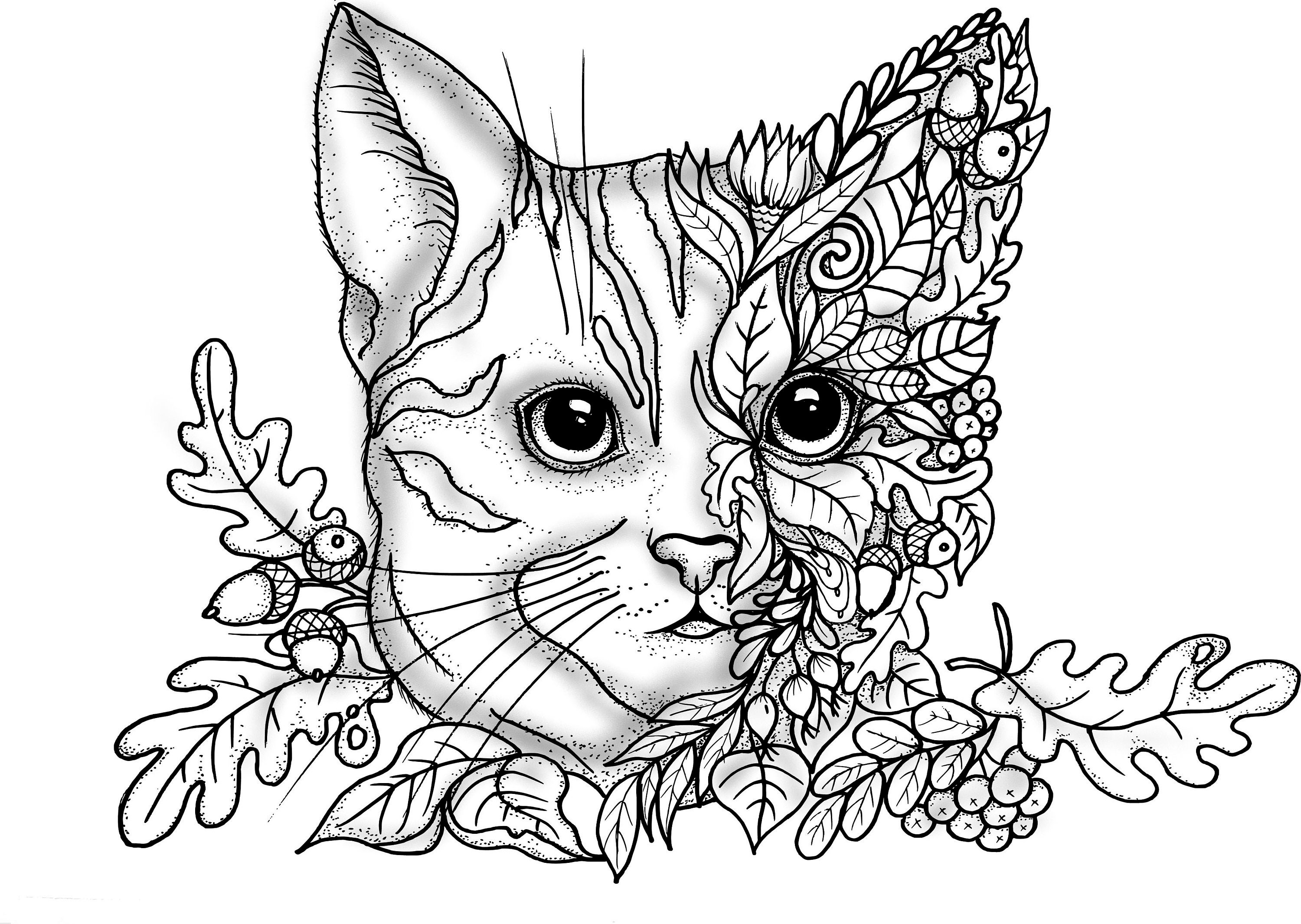 Cat Animal Coloring Pages for adults and children. Print cats | Etsy