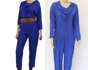 80s Royal Blue Jumpsuit / 1980s Romper / Retro / Vintage Jumpsuit / Small/medium