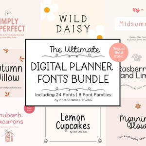 El mejor paquete de fuentes para agendas digitales / Fuentes Goodnotes / Fuentes para agendas / Fuentes para notas digitales / Fuentes para profesores / Fuentes lindas y femeninas / Fuentes para jefas