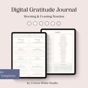 Digital Gratitude Journal |  Mindfulness Journal | Gratitude Planner | Self-Care Journal | Wellness Journal | Mood Tracker | Daily Journal