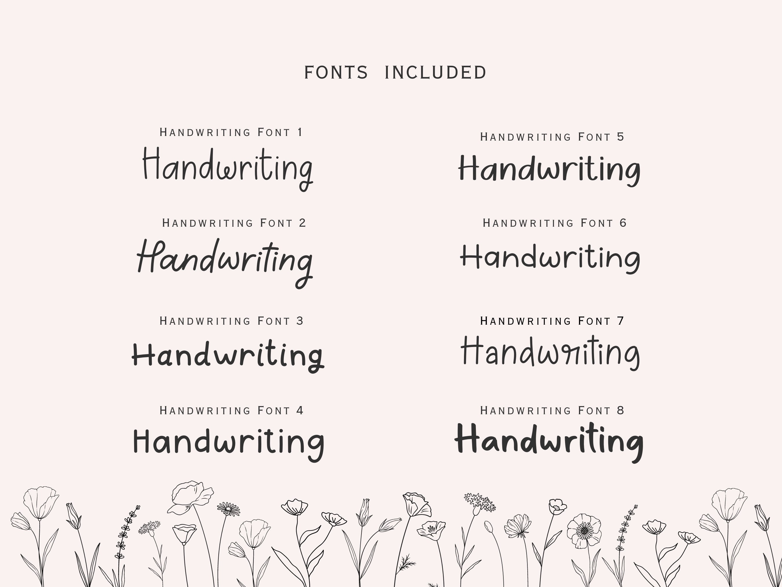 Handwriting Font Bundle 5 Procreate Fonts goodnotes Fonts Etsy