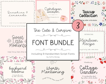 Cute & Cursive Font Bundle 3 | Elegant Fonts | Goodnotes Fonts | Romantic Fonts | Handwriting Font | Canva | Casual Girl Fonts | Feminine