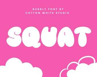 Fuente Squat Bubbly / Fuentes Groovy / Fuente Retro / Fuentes Colegiadas / Fuente Procreate / Fuente de camiseta / Fuentes Modernas / Fuentes Cricut / Fuentes de los 90