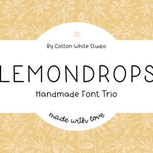 Lemondrops handgeschriebenes Schrifttrio | Procreate | Goodnotes-Schriftarten | Planer Schriftarten | Niedliche Schrift | Leinwand | Craft Schriftarten | Cricut Schriftarten Kids Schriftart