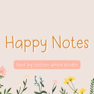 Fuente manuscrita Happy Notes, fuentes Procreate, fuentes Goodnotes, fuentes Planner, fuente linda, Canva, fuentes artesanales, fuentes Cricut, fuente para niños