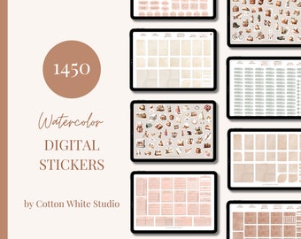 Watercolour Digital Sticker Book, Goodnotes Stickers, Watercolour Stickers, Everyday Digital Stickers, Sticker Sheet, Digital Journal Kit