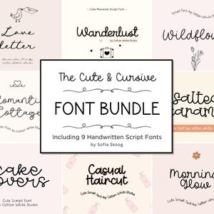 The Cute & Cursive Font Bundle | Elegant Fonts | Goodnotes Fonts | Romantic Fonts | Handwriting Font | Canva | Casual Girl Fonts | CuteFonts image 1