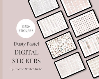 Dusty Pastel Digital Sticker Book | Goodnotes Stickers | That Girl Digital Stickers | Planner Stickers | iPad Stickers | Digital Planner