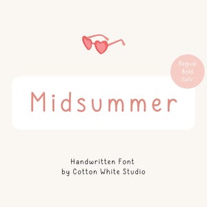 Manuscrite Midsummer | Notes numériques | Polices Goodnotes | Polices de caractère | Police mignonne | Toile | Polices pour filles |  Police de caractère pour l'enseignant
