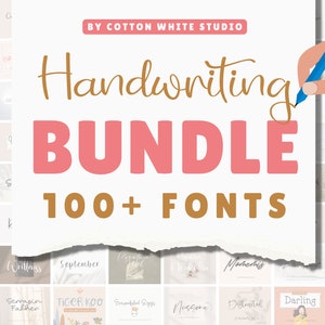 Paquete de fuentes GRANDES con más de 100 FUENTES / Fuentes Procreate / Fuentes hechas a mano / Fuentes cursivas / Fuentes modernas / Fuentes de planificador / Fuentes Cricut / Fuentes para bodas