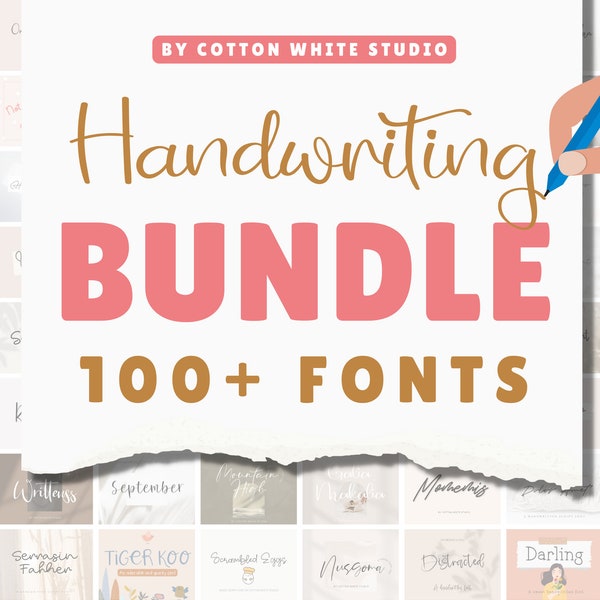 BIG Font Bundle  100+ FONTS | Procreate Fonts | Handmade Fonts | Cursive Fonts | Modern Fonts |  Planner | Cricut Fonts | Wedding Fonts