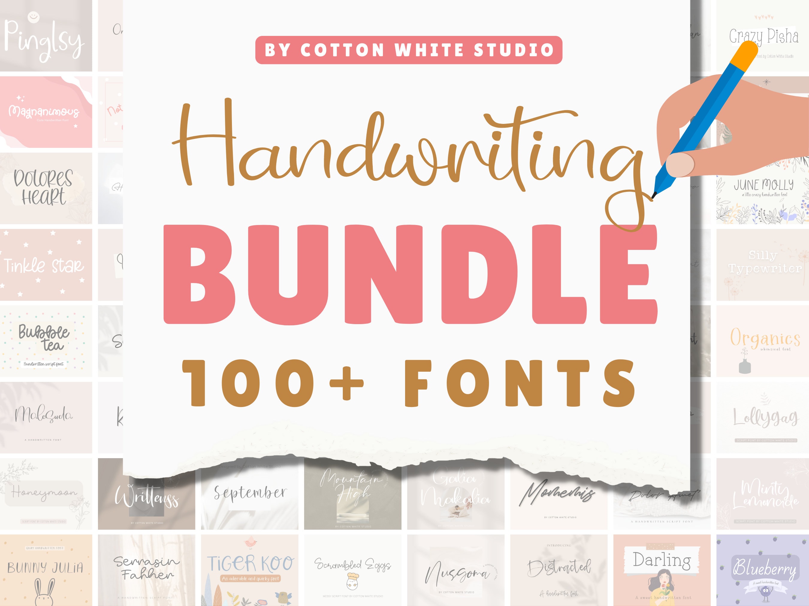 BIG Font Bundle 100+ FONTS | Procreate Fonts | Handmade Fonts | Cursive ...