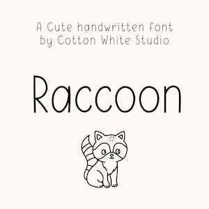 Manuscrite Mignon Raton Laveur | Notes numériques | Polices Goodnotes | Polices de caractère | Police pour enfants | Toile | Polices pour filles | Police de caractères | Mignonne