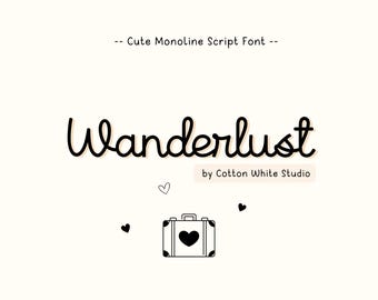 Wanderlust Font - Handwritten Font Goodnotes Fonts | Boho Font | Cursive Font | Handwriting Fonts | Modern Script Font | Procreate Font
