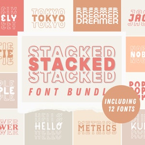 Stacked Fonts Bundle 12 Fonts | Collegiate Fonts | Guy Font | Procreate | T-shirt Font | Masculine Fonts | Modern | Cricut Fonts