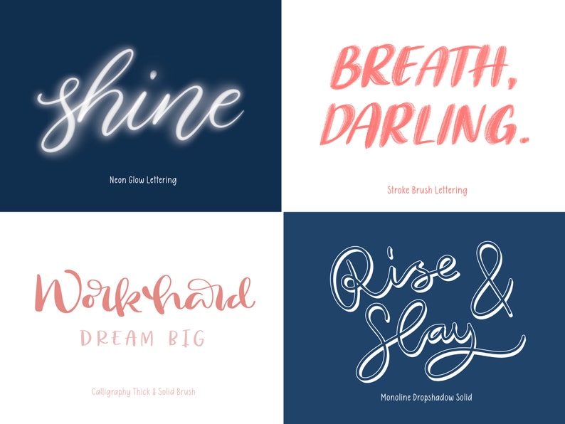 Procreate用ビッグレタリングブラシバンドル | カリグラフィーブラシ | Procreate用レタリングブラシ | Procreate用ブラシバンドル | グリッターブラシ 画像 8