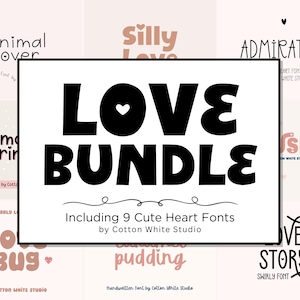 Love Bundle Niedliche Herz Schriftarten | Procreate Schriftarten | Valentinstag Schriftarten | Herz Schriftarten | Niedliche Schrift | Leinwand | Craft Schriftarten | Cricut Schriftarten |