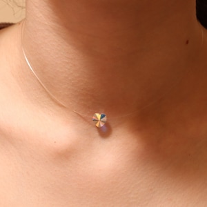 Floating necklace. Illusion Necklace. invisible necklace. Small Crystal wedding necklace. Wedding Gift. fishing line. transparent choker