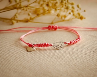 Sterling Silber Engel Flügel Armband: Personalisierter Initial Anhänger, Schutz Schmuck