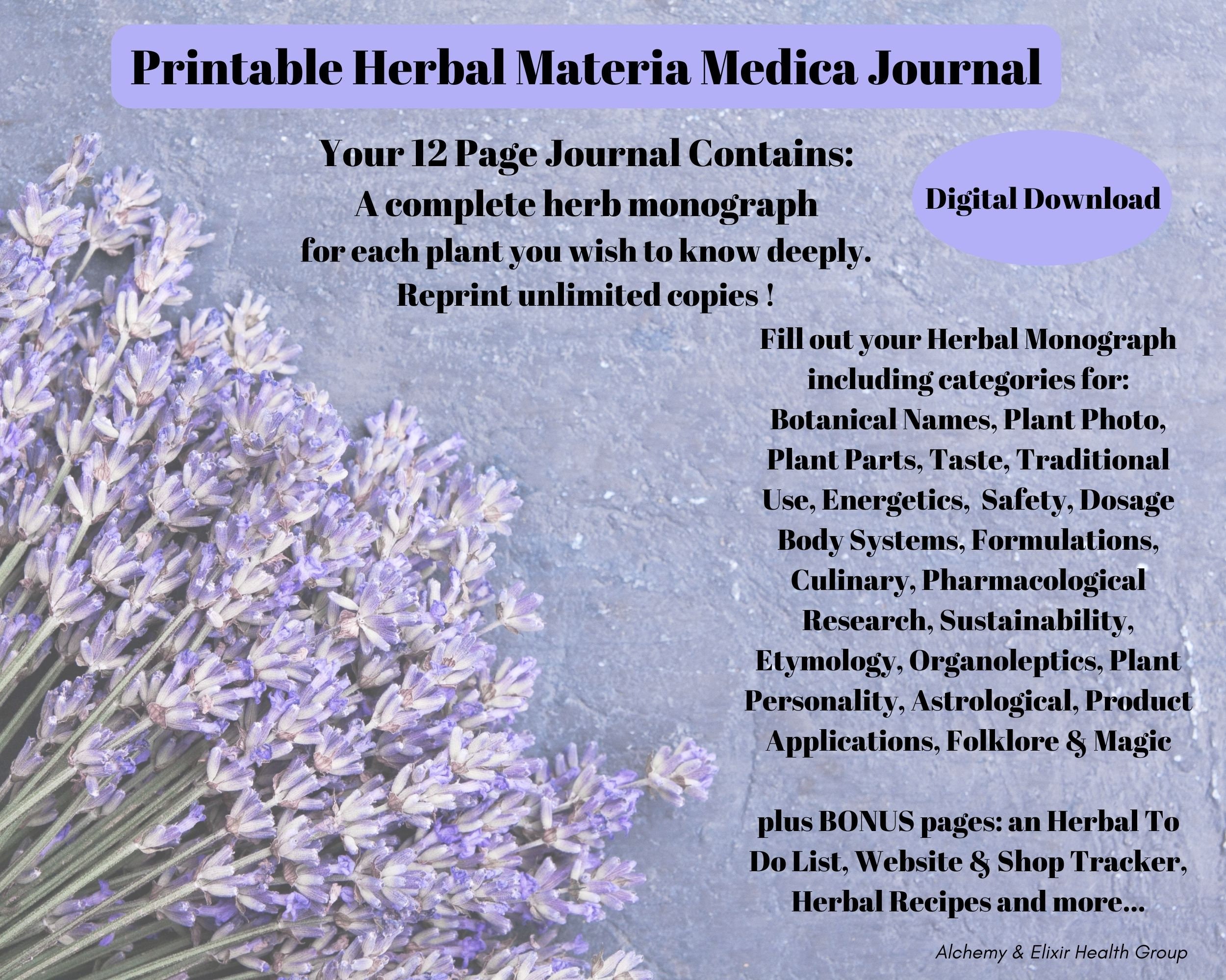 Herbal Materia Medica Journal: Printable, Fillable Worksheets and ...