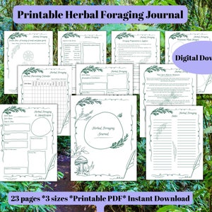 Herbal Foraging Journal: Printable, fillable worksheets for herbal foraging, wildcrafting, gardening; for students & professional herbalists