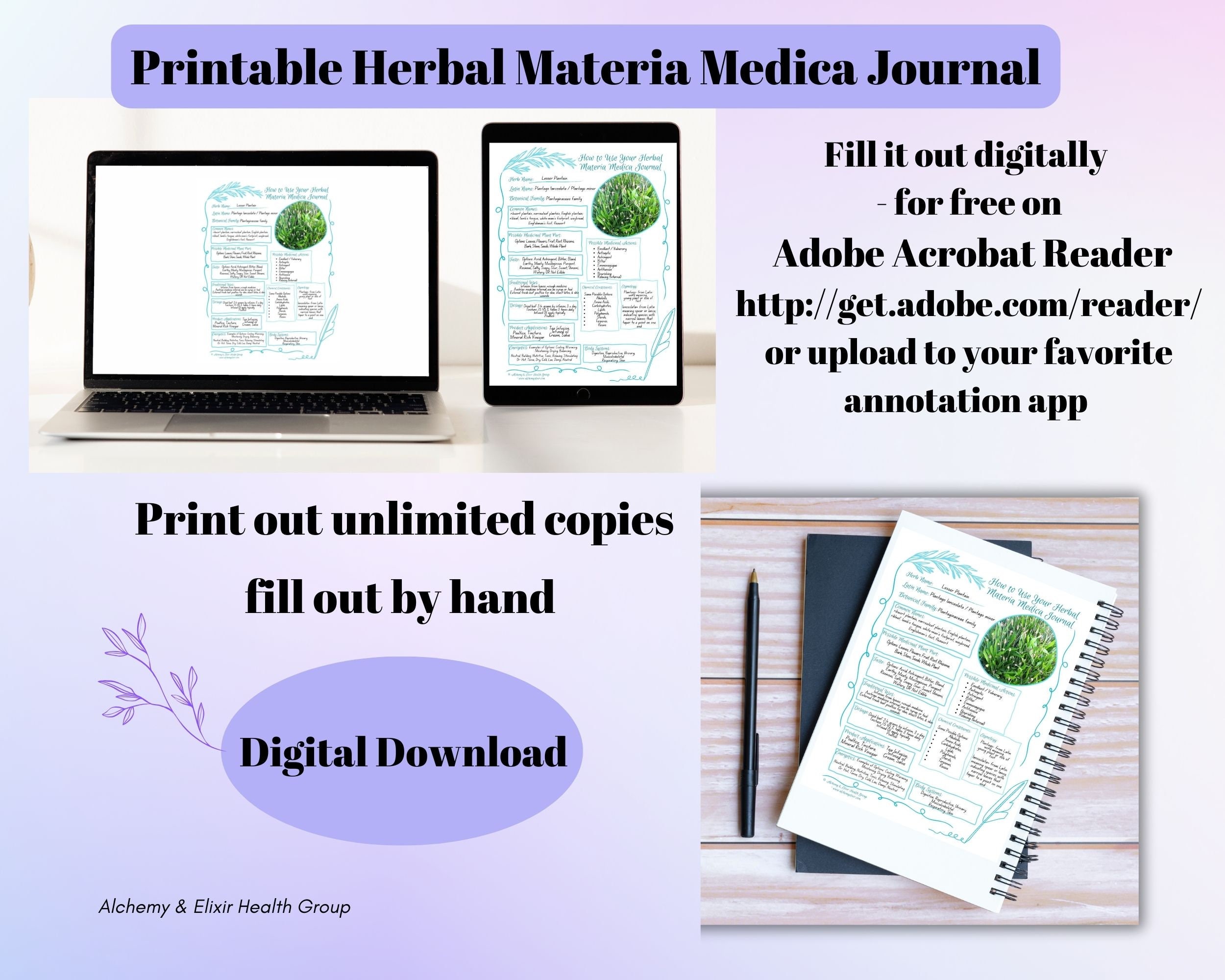 Herbal Materia Medica Journal: Printable, Fillable Worksheets and ...