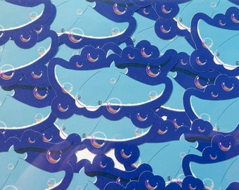 Bubble Cownose Stingray Sea Life Sticker for Notebook, Laptop, Water Bottle