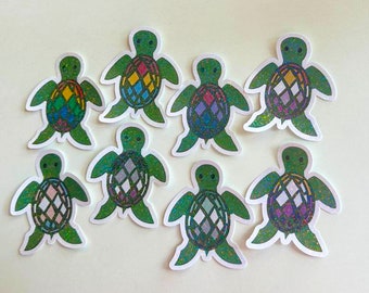 Shimmer Pride Turtles LGBTQ+ Sea Life Sticker for Water Bottles Notebook Laptop
