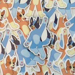 May include: A collection of colorful cartoon dog stickers. The stickers feature a variety of poses and expressions, including a dog with its tongue sticking out, a dog with its paws up, and a dog with its head tilted to the side. The stickers are perfect for adding a touch of fun to any surface.